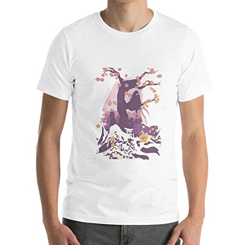 Camiseta de algodón para hombre, color rosa, duradera, con cuello plano, diseño de cultura japonesa blanco XXXL