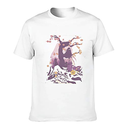 Camiseta de algodón para hombre, color rosa, duradera, con cuello plano, diseño de cultura japonesa blanco XXXL