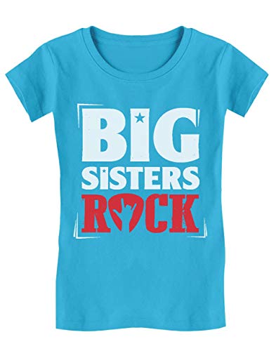 Camiseta de Manga Corta para niñas - Big Sisters Rock - Regalo Original de cumpleaños para Hermanas Mayores 9/11 Años 140cm Azul Cielo