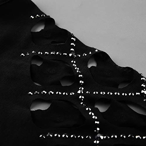 Camiseta de Manga Larga para Mujer con Cuello Redondo FríO Hombro Manga Larga Tops Casual Flojo Hueco Tiras Camisetas BáSicas Blusa Camisetas de Mujer de Moda 2019 Buyo(Negro,XXXL)