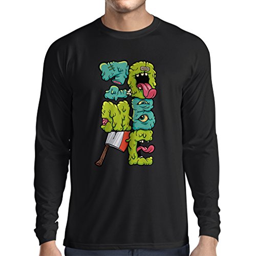 Camiseta de Manga Larga Zombi Regalo del Friki Idea para un Regalo Inusual (Large Negro Multicolor)
