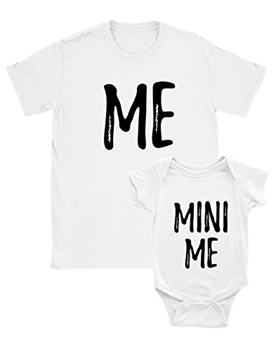 Camiseta Papá y Body Bebé, Regalos para Papas Primerizos, Ropa Papa Bebe - Me and Mini Me -Blanco X-Large/Bebé Blanco 3-6 Mes