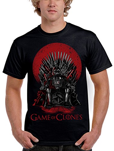 Camisetas La Colmena, 035 - Game of Thrones - Game of Clones (Negro XL)