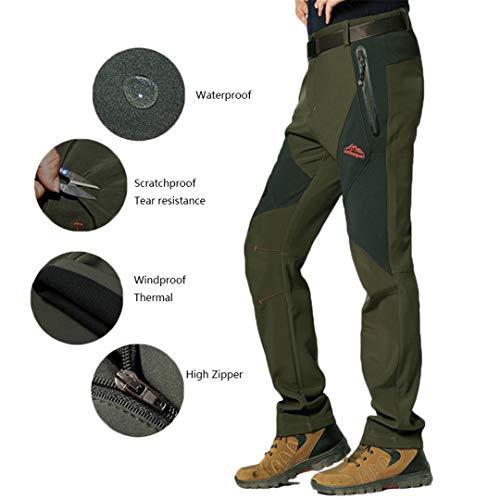 Camping Shan Lana de Invierno Hombres térmicos Mujeres Pantalones Impermeables Pantalones Deportivos para Acampar Pantalones Senderismo para Acampar 5XL Tallas Grandes Men Gray 5XL
