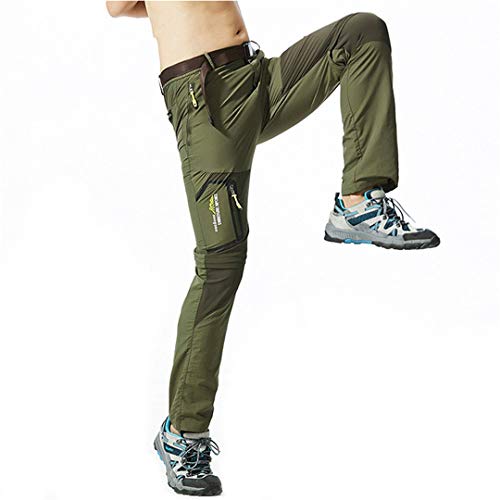 Camping Shan Pantalones de Senderismo Hombres Pantalones extraíbles de Secado rápido Pantalones Cortos Impermeables para Deportes al Aire Libre Escalada Pantalones Cortos de Pesca Army Green 5XL