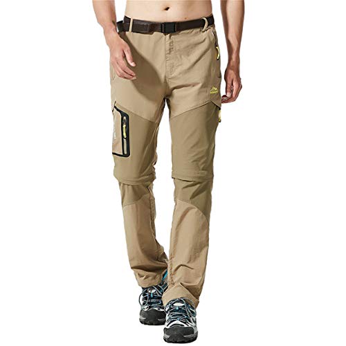 Camping Shan Pantalones de Senderismo Hombres Pantalones extraíbles de Secado rápido Pantalones Cortos Impermeables para Deportes al Aire Libre Escalada Pantalones Cortos de Pesca Army Green 5XL