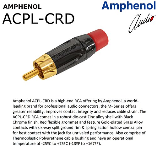 Canare L-4E6S - Cable de interconexión de audio balanceado con anfenol ACPL (cuerpo negro cromado), conectores RCA chapados en oro, direccionales