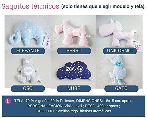 Canastilla bebé personalizada. Regalo original para un recién nacido, personalizado y hecho a mano. Incluye saco térmico (alivia cólicos), cojín nube y body. Cesta decorativa.