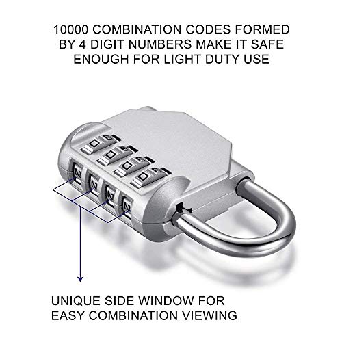 Candado de seguridad con bloqueo de combinación [Paquete de 2] Dial suave de 4 dígitos de IVALLEY (Rojo y negro)
