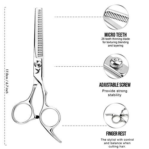 Candure Tijeras de Peluqueria Profesional Tijeras de Peluquero Tijeras de entresacar Pelo de Acero Inoxidable para Corte Pelo, Hombres, Mujeres y Uso Familiar