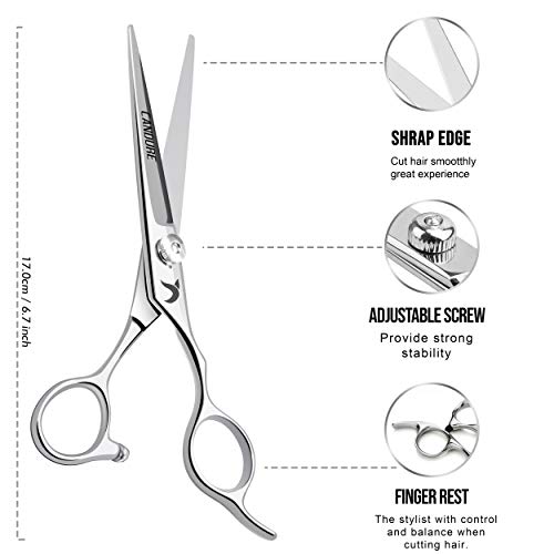 Candure Tijeras de Peluqueria Profesional Tijeras de Peluquero Tijeras de entresacar Pelo de Acero Inoxidable para Corte Pelo, Hombres, Mujeres y Uso Familiar