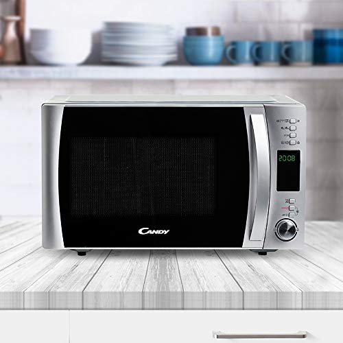 Candy CMXC25DCS - Horno microondas combinado con grill y cook in app, Capacidad 25L, 40 Programas Automáticos, Plato giratorio 31,5cm, Potencia 900W/1000W/2000W, Color silver