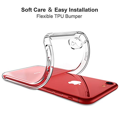 CANSHN Funda para iPhone SE 2020/8/7,Carcasa Protectora Antigolpes Transparente con Parachoques de TPU Suave [Slim Delgada] Anti-Choques Compatible para iPhone SE 2ª /8/7 4.7” - Transparente
