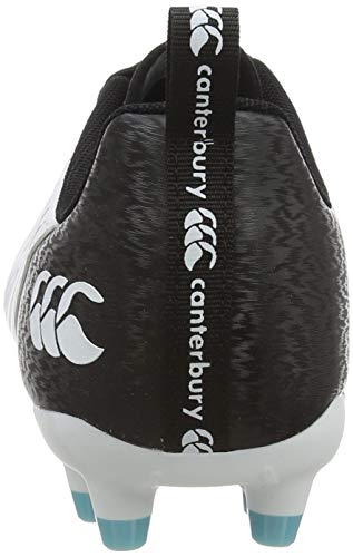 Canterbury Speed 3.0 Firm Ground, Zapatillas para Rugby para Hombre, Blanco Negro Angel Azul, 43 EU