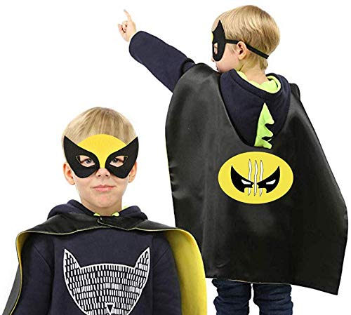 Capa de Superhéroe para Niños,Disfraces Infantiles para Cosplay de Fiesta de cumpleaños de Navidad,Los Mejores Regalos，Víspera de Todos los Santos-Navidad (4 Capa+4 Máscaras+4 Pulsera de silicona)