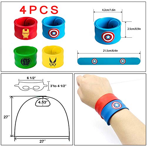 Capa de Superhéroe para Niños,Disfraces Infantiles para Cosplay de Fiesta de cumpleaños de Navidad,Los Mejores Regalos，Víspera de Todos los Santos-Navidad (4 Capa+4 Máscaras+4 Pulsera de silicona)