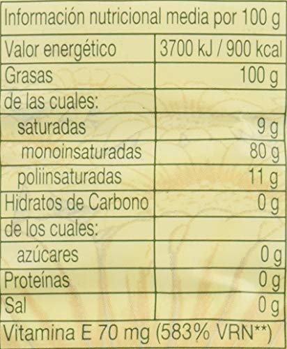 Capicua - Aceite refinado de girasol alto oleico 80%, 5 L