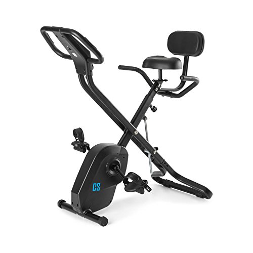 Capital Sports Azura X1 - Bicicleta Fija, Bicicleta estática de Cardio, medidor de Pulso, Plegable, Peso a rotar de 4 kg, 7 Alturas, Respaldo, Soportes Laterales, máx. 120 kg, Negro