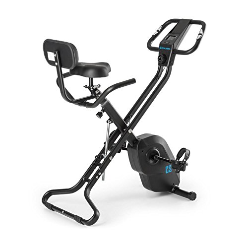 Capital Sports Azura X1 - Bicicleta Fija, Bicicleta estática de Cardio, medidor de Pulso, Plegable, Peso a rotar de 4 kg, 7 Alturas, Respaldo, Soportes Laterales, máx. 120 kg, Negro