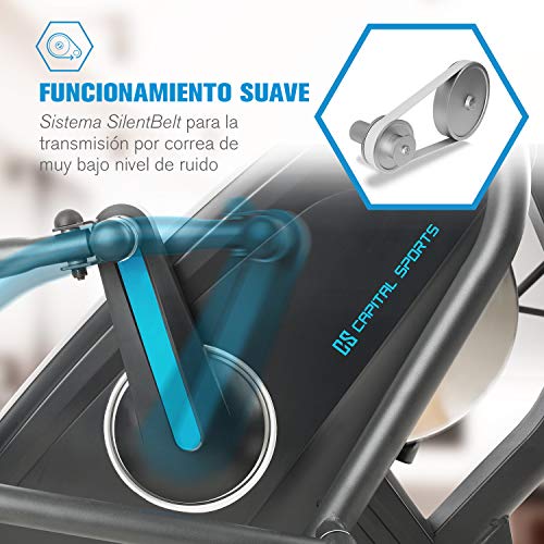 CAPITAL SPORTS Helix Star MR Bicicleta elíptica con ordenador - Máquina de correr elíptica , Bluetooth , 32 niveles , Aplicación móvil , Inercia de 21 kg , Soporte para tablet , Pulsómetro , Negro