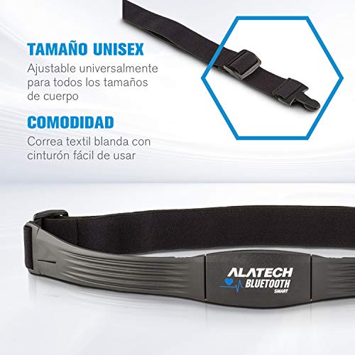 CapitalSports Alatech CS010 Pulsómetro - Sensor de Pulso, Entrenamiento Cardiovascular, Bluetooth 4.0 Smart, Protección IPX7, Resiste Agua y Sudor, Talla Universal, Correa Textil, Negro