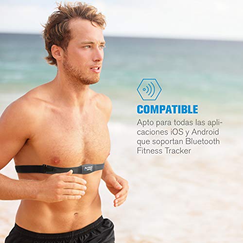 CapitalSports Alatech CS010 Pulsómetro - Sensor de Pulso, Entrenamiento Cardiovascular, Bluetooth 4.0 Smart, Protección IPX7, Resiste Agua y Sudor, Talla Universal, Correa Textil, Negro