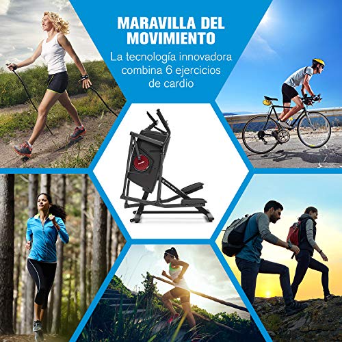 CapitalSports Capital Sports Helix Stride Bicicleta elíptica - 6 en 1: Escalera/Escalada/Bicicleta/Carrera/Marcha/elíptica, Entrenamiento eficaz, MagResist: Resistencia mágnética de 32 Niveles, Negro