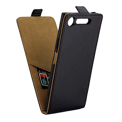 CAPOOK/For Sony Xperia XZ1 TPU Estilo de Visita Vertical del Caso del tirón del Cuero de protección con Ranura for Tarjeta (Negro) Personalizado (Color : Black)