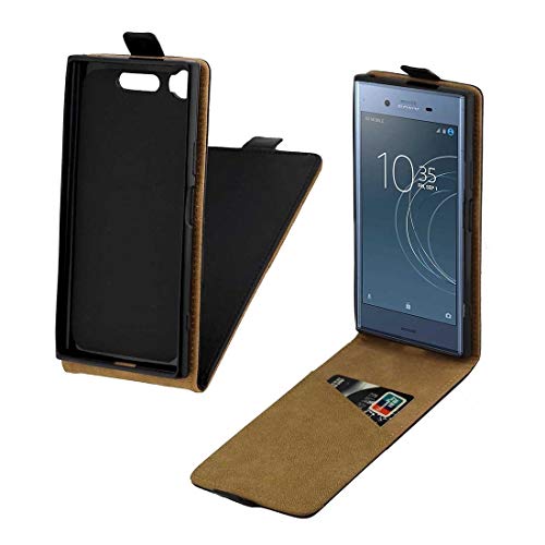 CAPOOK/For Sony Xperia XZ1 TPU Estilo de Visita Vertical del Caso del tirón del Cuero de protección con Ranura for Tarjeta (Negro) Personalizado (Color : Black)