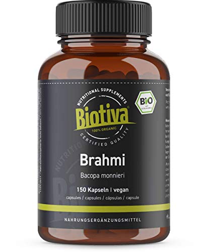 Cápsulas de brahmi orgánicas - 150 cápsulas - 500 mg por cápsula - Bacopa Monnieri - planta para la memoria - vegana - garantizada sin aditivos - llenada y verificada en Alemania (DE-ÖKO-005)