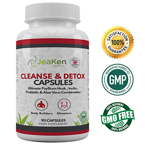 CÁPSULAS DE LIMPIAR COLON - 90 COLON CLEANSE Aloe Detox Cleanser de Depurador de Higado - Alimenticio Vegetal a Base de Cáscara de Psyllium, Inulina, Probióticos y Aloe Vera Para Eliminar Toxinas