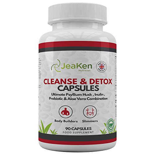CÁPSULAS DE LIMPIAR COLON - 90 COLON CLEANSE Aloe Detox Cleanser de Depurador de Higado - Alimenticio Vegetal a Base de Cáscara de Psyllium, Inulina, Probióticos y Aloe Vera Para Eliminar Toxinas