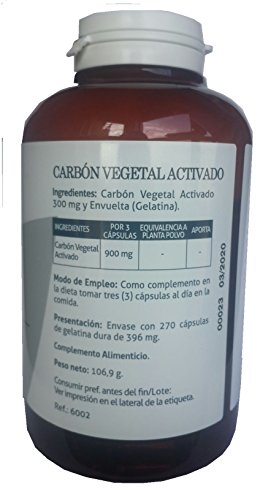 Carbon vegetal activado activo 300 mg Obire 270 capsulas mejora la disgestión, contra la acidez, para el mal aliento, para los gases, intoxicaciones