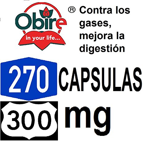 Carbon vegetal activado activo 300 mg Obire 270 capsulas mejora la disgestión, contra la acidez, para el mal aliento, para los gases, intoxicaciones