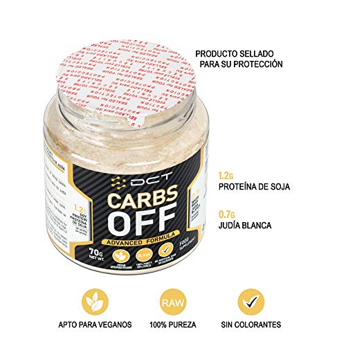 CARBS OFF bloqueador de carbohidratos y grasas para adelgazar – Inhibidor de carbohidratos para ayudar en dietas de pérdida de peso – Suplemento en polvo para comidas 100% vegano – 70 gramos