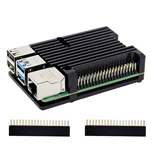 Carcasa de disipador térmico Raspberry Pi 4 con ventilador Dual, carcasa de aleación de aluminio Raspberry Pi 4B/carcasa de refrigeración pasiva para Pi 4 Modelo B solamente (Sin ventilador-Negro)