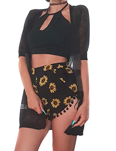 Cárdigan Largo Transparent con 1/2 Manga para Mujer Chaqueta Ligero para Primavera y Verano