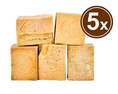 Carenesse Jabónes de Alepo 5 piezas, sueltas para romper con imperfecciones - Jabón de aceite de oliva y aceite de laurel, jabón natural hecho a mano, 900-950 g por paquete, selección mixta (MIX)