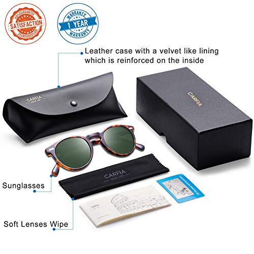 Carfia Vintage Polarizadas Gafas de Sol Mujer Hombre UV400 Protección para Viajes Conducir