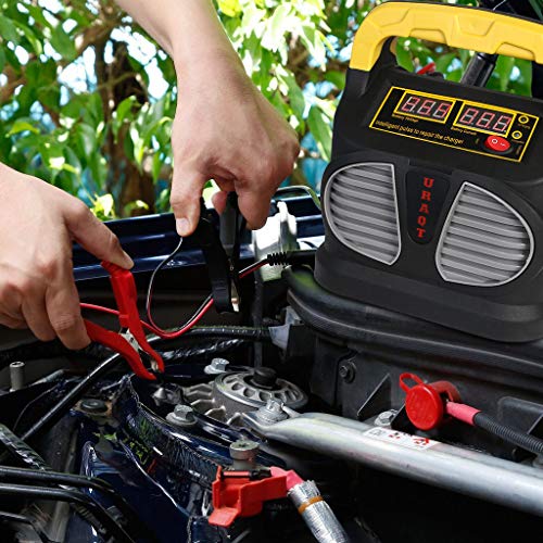 Cargador de Batería, URAQT 10A 12V/24V Mantenimiento Automático e Inteligente con Múltiples Protecciones para Automóviles, Motocicletas, ATVs, RVs, Powersports, Barco