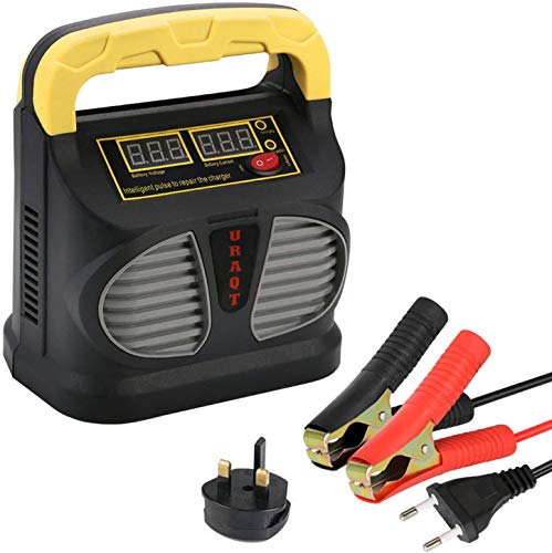 Cargador de Batería, URAQT 10A 12V/24V Mantenimiento Automático e Inteligente con Múltiples Protecciones para Automóviles, Motocicletas, ATVs, RVs, Powersports, Barco