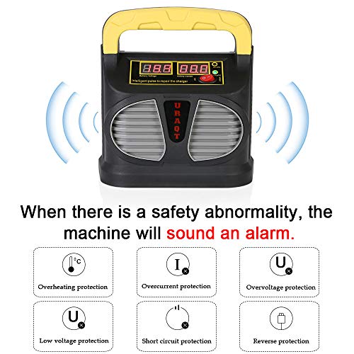 Cargador de Batería, URAQT 10A 12V/24V Mantenimiento Automático e Inteligente con Múltiples Protecciones para Automóviles, Motocicletas, ATVs, RVs, Powersports, Barco