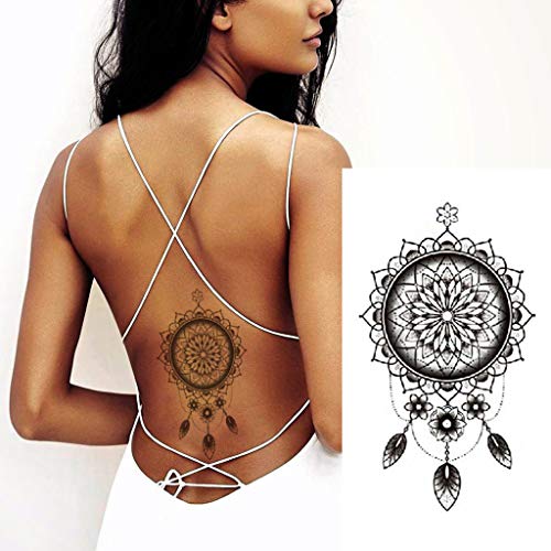 CARGEN® 9 hojas negras tatuajes temporales Totem tribal tatuaje pegatina impermeable extraíble falso Mandala tatuaje para hombres mujeres cuerpo arte maquillaje