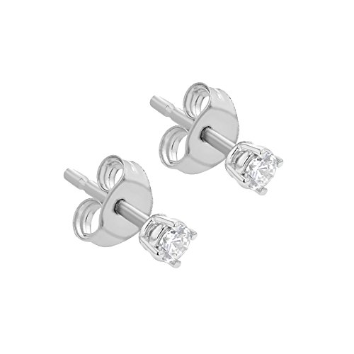 Carissima Gold 7.58.015Y - Pendientes de oro blanco (14k) con diamante con cierre de mariposa a presión