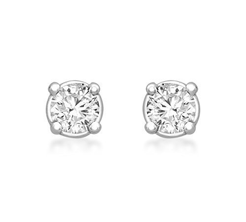 Carissima Gold 7.58.015Y - Pendientes de oro blanco (14k) con diamante con cierre de mariposa a presión