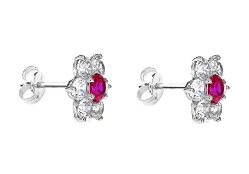 Carissima Gold Pendientes de mujer con oro blanco de 9 K (375), circonita roja