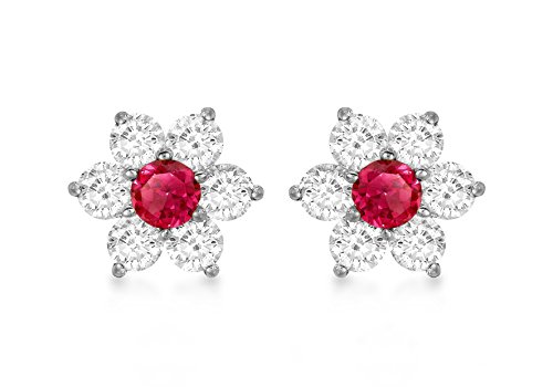 Carissima Gold Pendientes de mujer con oro blanco de 9 K (375), circonita roja