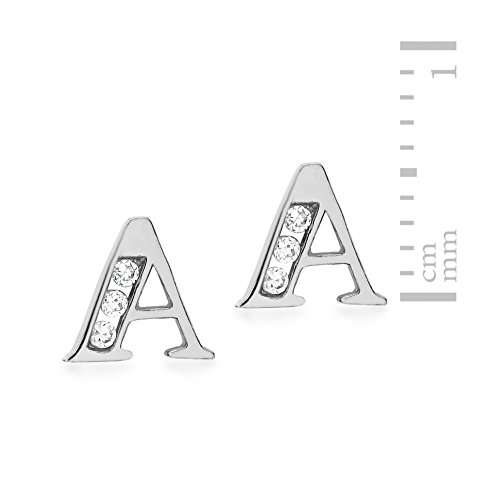 Carissima Gold Pendientes de mujer con oro blanco de 9 K, circonita, Letra A