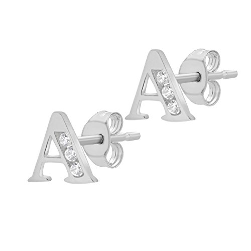 Carissima Gold Pendientes de mujer con oro blanco de 9 K, circonita, Letra A