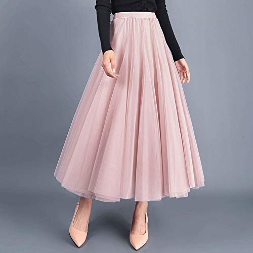 Carolilly Tulle Skirt Tutu Vintage Faldas para Mujer Tutu Ballet Under 51s Style Long Tulle Falda Mujer Rosa Negro
